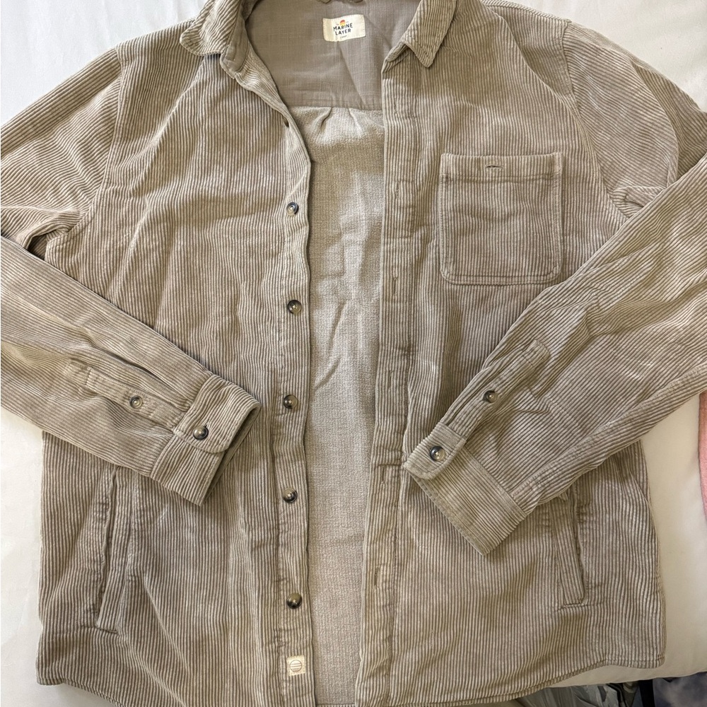 Marine Layer Beige Corduroy Shirt Jacket